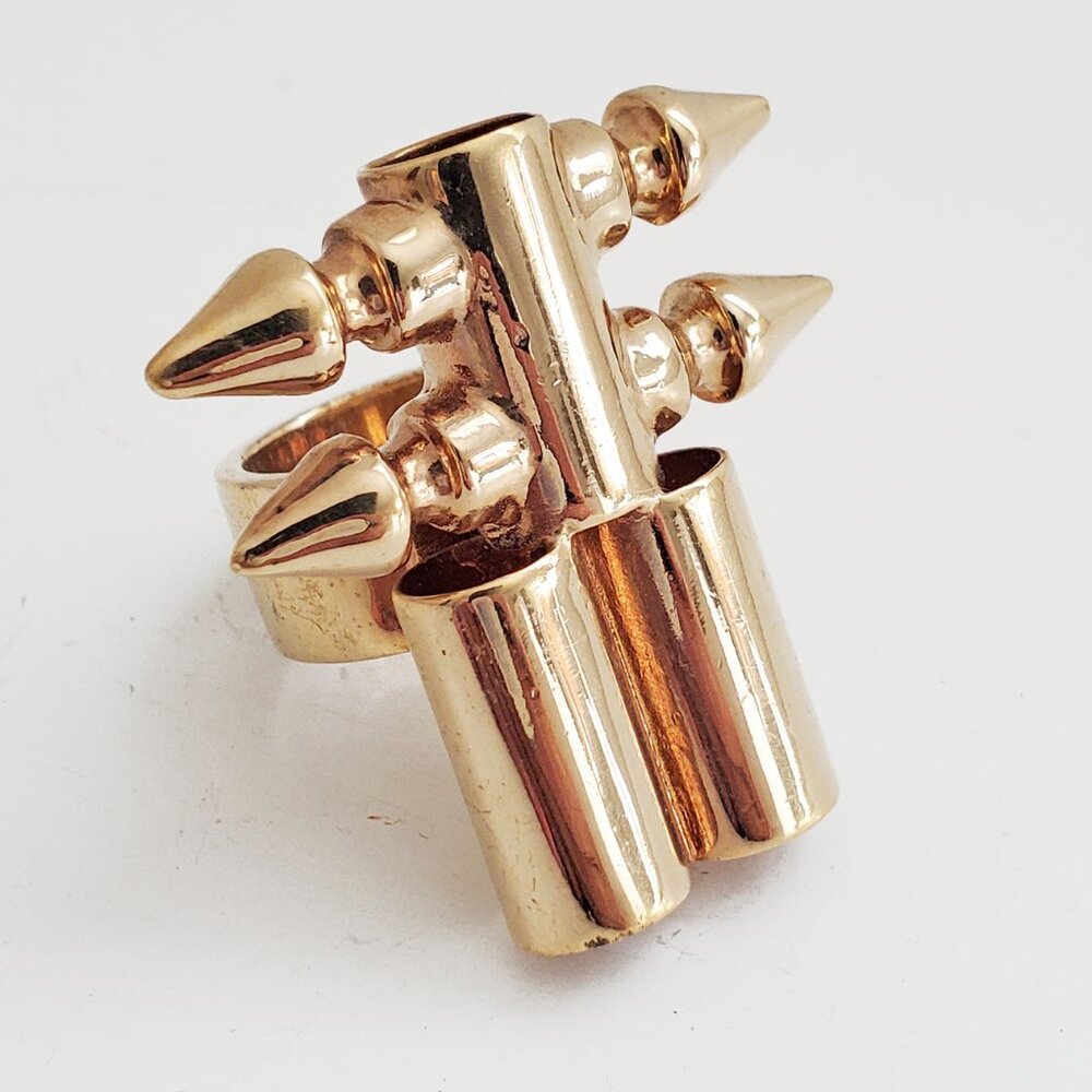 Mawi of London Jewelry Gold Spike Tube Ring Size 7 NWOT